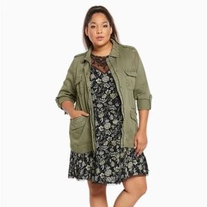 Torrid olive green studded field jacket, 2X